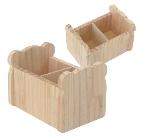 [곰돌이 2구꽂이] 곰돌이 2구 연필꽂이 서랍장 목공 체험 재료 목공 diy 수업 목공 키트